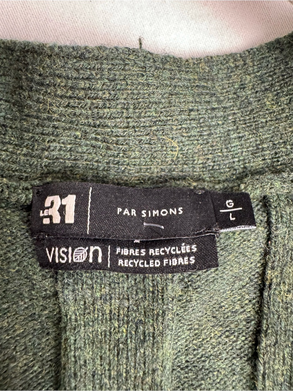 Lambswool Vest Green Knit Sweater Size L Le 31 Par Simons Sustainable Material - Picture 6 of 6